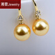 湘歌 流行10k黃金耳環(huán)女新款金色珍珠吊墜鋯石耳鉤生日禮物送女友