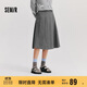 森馬（Semir）森馬半身裙女仿毛呢裙子24冬新款A字百褶裙遮胯顯瘦109724120001