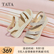 他她（TATA）休閑運(yùn)動(dòng)涼鞋女鞋羊皮法式坡跟涼鞋2025夏季新款7AP05BL5 銀色 37