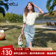 百圖betu女裝2025夏季新款襯衫法式燈籠袖蕾絲拼接萊賽爾襯衫2503T49 米白 M