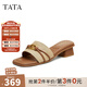 他她（TATA）復古高跟拖鞋女鞋法式氣質(zhì)休閑涼拖2025秋季新款UPY01BT5 杏/棕 39