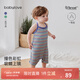 babylove嬰兒連體衣夏季莫代爾條紋男女寶寶哈衣吊帶爬服無袖夏裝 藍(lán)條紋 90cm