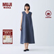 無(wú)印良品（MUJI）女式 棉 漢麻 無(wú)袖連衣裙女裝裙子夏季 連身裙長(zhǎng)裙 BCD91C5S 煙熏藍(lán)色 M （160/84A）