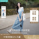 茵曼（INMAN）丁達爾漸變色圓領(lǐng)針織衫短袖T恤女裝2025夏季新款上衣 藍白條 L