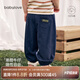 babylove男寶寶長褲夏季薄款防蚊褲嬰幼兒純棉透氣長褲外出牛仔褲休閑褲 牛仔藍(lán) 110 cm