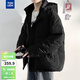 唐獅冬季新款羽絨服男連帽短款加厚保暖外套韓版青少年面包服WP 黑色 2XL