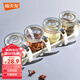 禧天龍玻璃調(diào)料盒調(diào)料瓶家用調(diào)料罐調(diào)味罐套裝鹽罐調(diào)味盒4件套帶置物架