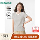 熱風(fēng)短袖t恤女25年春季新款基礎純色圓領(lǐng)短袖正肩打底衫T恤上衣內搭女 40黑白條紋 L