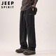 JEEP SPIRIT吉普休閑褲男秋季韓版寬松直筒戶(hù)外傘兵工裝褲子 黑色 2XL