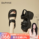 達芙妮（DAPHNE）厚底松糕涼鞋女2025夏季新款沙灘鞋女軟底坡跟增高羅馬鞋一字女鞋 黑色 36