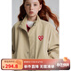ELLE KIDS愛心繡花立領(lǐng)夾克外套男女童春季四合扣復(fù)古保暖防風(fēng)長袖上衣