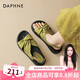 達(dá)芙妮厚底涼鞋女款夏季2025新款設(shè)計(jì)感交叉蝴蝶結(jié)軟底百搭休閑沙灘涼鞋 綠色【軟底舒適】 36