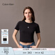 Calvin KleinJeans25春夏女士經(jīng)典ck字母印花潮流辣妹短款短袖T恤47AB213