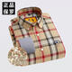 奧萊斯特保羅【羊毛內膽】男士冬季加絨加厚保暖襯衫男士長(cháng)袖中年格子襯衣 加厚YM666-8 39 【合適120-135斤】