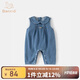 班喜迪嬰兒衣服秋裝嬰幼兒超萌牛仔連體衣春秋女寶寶洋氣韓版外出背帶褲 藍色 80cm