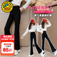 G.duck小黃鴨女童喇叭褲兒童打底褲中大童秋裝休閑彈力長(cháng)褲女孩舞蹈褲 黑色褲子 120 尺碼5~6歲【110-120cm】