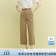 范思藍(lán)恩23FS12465通勤闊腿八分休閑褲女夏新款百搭松緊褲子 卡其色 M