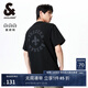 杰克·瓊斯（JACK&JONES）25年男裝春夏季重磅棉寬松復(fù)古哥特字母發(fā)泡印情侶短袖T恤男小眾 黑色E40 常規(guī) M