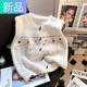 妃奧絨針織馬甲女手工花朵毛衣坎肩背心圓領(lǐng)疊穿甜美提花復古馬夾百搭潮 米白【超好看/軟糯糯/疊穿小馬甲/】 均碼