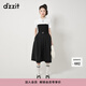 DZZIT地素短袖連衣裙春秋季新款甜酷少女小黑裙女小眾 黑色 S
