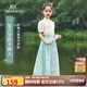 英氏（YEEHOO）兒童漢服女童馬面裙中大童裝新中式雪紡國風(fēng)半身裙子夏 藍色 165