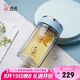希諾抗菌玻璃杯雙層透明水杯女高顏值過濾泡茶杯子XN-1955藍色 295mL