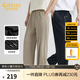 卡賓（CABBEEN）【親膚超柔】輕薄透氣休閑褲男2025夏季多褶設計寬松直筒長(cháng)褲 煤黑色01 XL /180/52