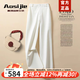奧絲婕（Aosijie）高端品牌闊腿褲女2025春秋新款高腰垂感寬松休閑抗皺西褲直筒長(zhǎng)褲 白色【春秋款】 L