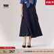 Levi's李維斯冰酷系列25春夏新款女士美式高街壓褶藍色牛仔半身裙 牛仔藍 M (26)