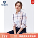Navigare意大利小帆船女士長(cháng)袖襯衫春秋季休閑格子襯衣萊賽爾高檔寸衫 粉紅/白 L