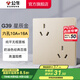 公牛（BULL）開(kāi)關(guān)插座面板86墻面暗裝5孔插帶USB網(wǎng)線(xiàn)空調電視 G39奶油風(fēng)星辰金 【六孔10A+16A】
