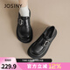 卓詩(shī)尼厚底樂(lè )福鞋女2025秋季新款英倫風(fēng)復古大頭松糕增高小皮鞋兩穿單鞋 黑色 37