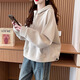 拉夏貝爾（La Chapelle）連帽衛衣女裝新品2025年春秋季新款純色慵懶風(fēng)韓版小個(gè)子外套上衣 米色 L 【推薦110-120斤左右】