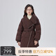 艾萊依大翻領(lǐng)鵝絨服女斜門(mén)襟中長(zhǎng)款時(shí)尚收腰設(shè)計(jì)感外套冬 布朗棕155