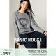 Basic House/百家好減齡小眾毛衣女秋冬韓版撞色套頭長(cháng)袖針織毛衣 灰色 M