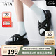 他她（TATA）厚底涼鞋女透氣松糕豬籠鞋沙灘涼鞋WBQ01BL3 黑色 39
