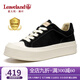 楓葉（leaveland）男鞋2025夏季新品簡(jiǎn)約百搭厚底貝殼頭餅干鞋增高軟底休閑板鞋子男 男款-黑色（皮鞋碼） 41