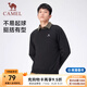 駱駝圓領(lǐng)長(zhǎng)袖套頭衛(wèi)衣男時(shí)尚寬松薄款休閑運(yùn)動(dòng)上衣女 J13CAY6063，幻影黑，男 3XL