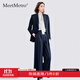 MeetMetro瑪依爾西裝套裝女2025秋季新款職業(yè)正裝西服西褲兩件套 藏藍色【現貨閃電發(fā)】 S