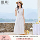 香影白月光無袖背心連衣裙女2025夏裝新款海邊度假風(fēng)肌理感收腰裙 白色 M 160/84A/95-110斤