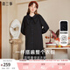 兩三事長(cháng)袖連衣裙秋冬女法式復古襯衫長(cháng)裙黑色內搭裙子四目無(wú)他人 黑色  M