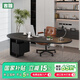 吉贈實木辦公桌老板桌簡約總裁辦公室弧形書桌電腦桌工作臺輕奢感 1.6米大葉松辦公桌+沃倫辦公椅