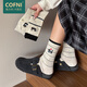 Cofni意大利中筒襪子女全棉日系可愛(ài)小貓秋冬保暖中長(cháng)款無(wú)骨女士長(cháng)襪子 禮盒裝： 6雙 均碼