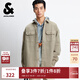 杰克·瓊斯（JACK&JONES）男裝25年秋季外套男士純棉休閑簡約OVERSIZE寬松潮流長袖襯衫外套 E11卡其色 常規(guī) L