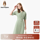 Hush Puppies暇步士女裝夏新款純棉簡(jiǎn)約通勤風(fēng)氣質(zhì)V領(lǐng)連衣裙 115淡綠 M