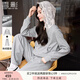 香影灰色休閑運(yùn)動(dòng)套裝女2025秋季新款蕾絲衛(wèi)衣衛(wèi)褲兩件套整套穿搭 淺灰 S 55/80A/85-95斤