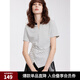 ELLE法式條紋設(shè)計(jì)感休閑T恤女2025春季新款小眾通勤別致V領(lǐng)短袖 黑白 L