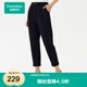 全棉時(shí)代2024春女士針織九分褲簡(jiǎn)約百搭休閑褲 黑色 XL (170)