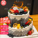 曼恒網(wǎng)紅新鮮水果藍(lán)莓生日蛋糕雙層同城配送當(dāng)天配送祝4磅 10+6英寸