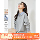 梵希蔓襯衫領(lǐng)拼接假兩件衛衣女2025秋新款學(xué)院風(fēng)寬松長(cháng)袖上衣外套 M8610 花灰色 L